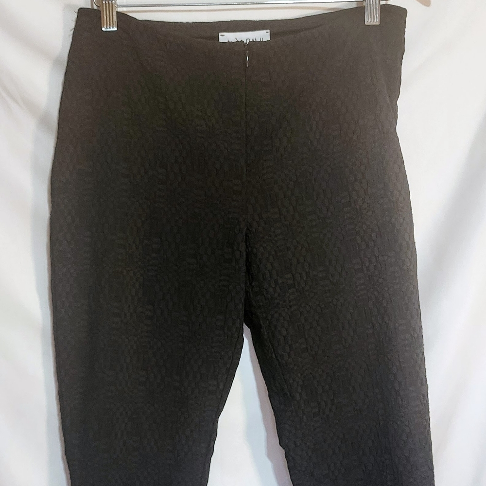 Joseph Ribkoff Jacquard Pants Size 8 Black Charcoal Front Zip No Pockets VGUC - Picture 9 of 11